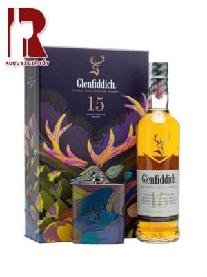 Glenfiddich 15 Hip Flask - Hộp quà 2024